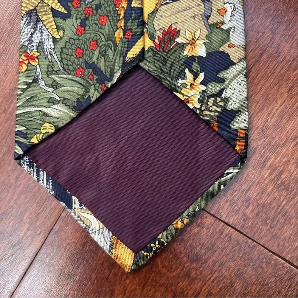 Vintage Pierre Cardin Exotic Tropical Animal Print Tie, 100% Silk